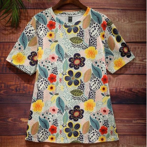 EMERY ROSE Plus Floral & Leaf Print Tee - Picture 1 of 6